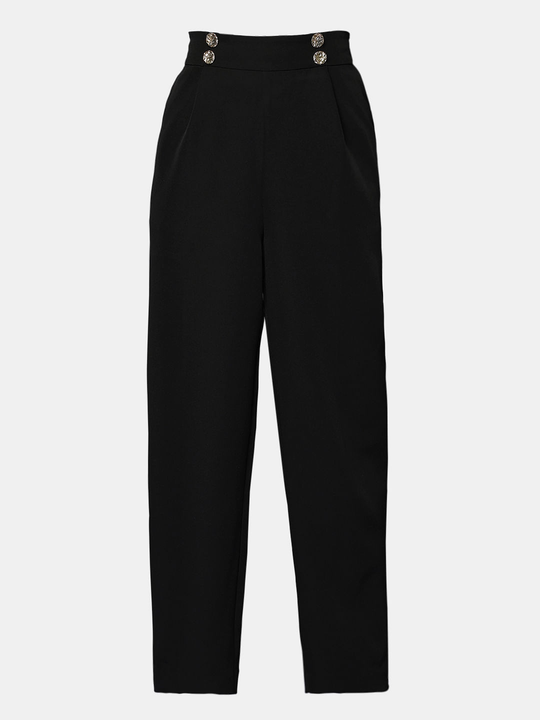 Pull-On High-Rise Straight Pants